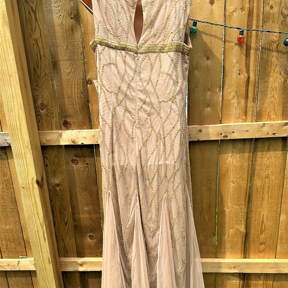 Roman's Sparkling Champagne Sleeveless Cocktail Dress With Gorgeous Beading - Picture 8 of 14